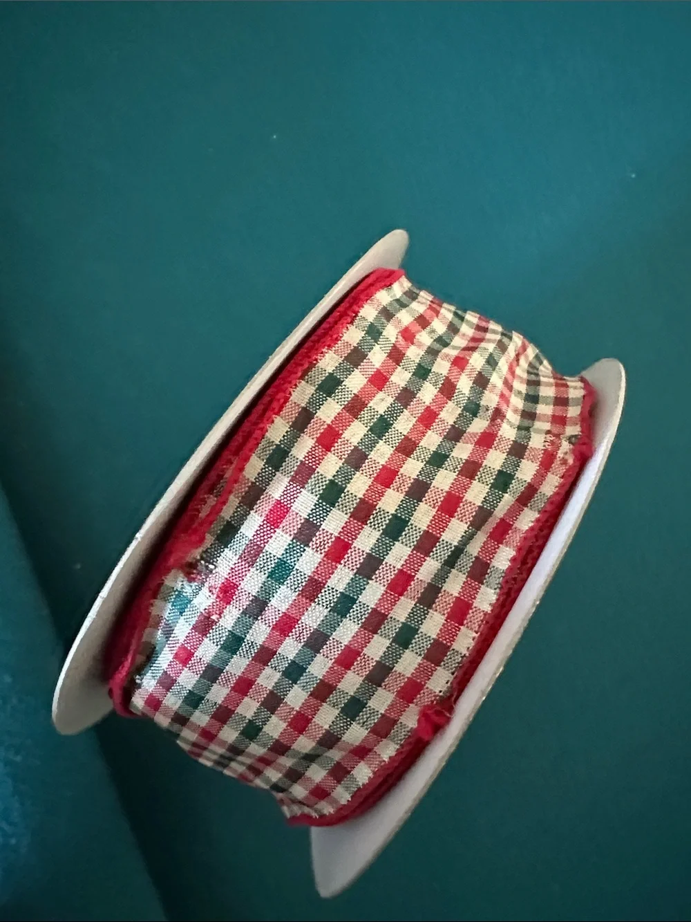 Red and Green Gingham Check Ribbon